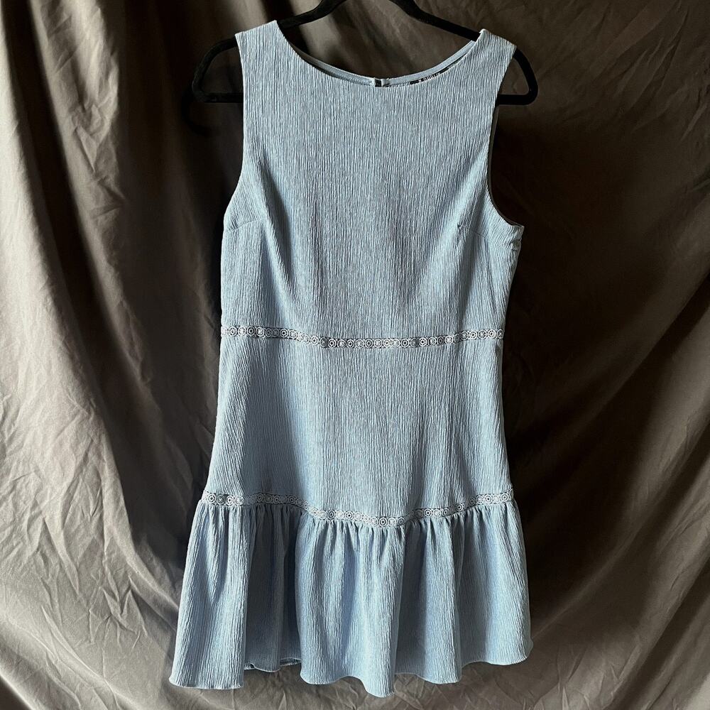 B. Darlin Size 13/14 Dusty Blue Short Dress Textured Boho Cottagecore Wedding
